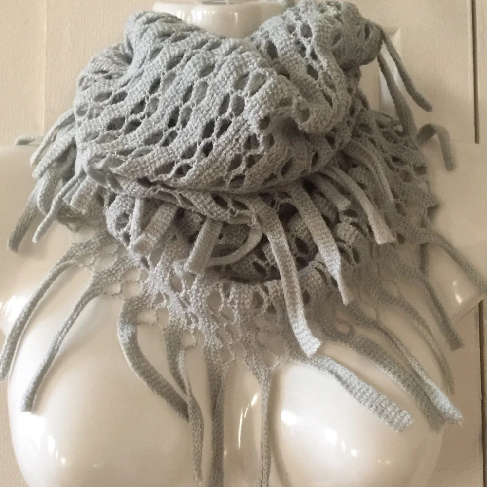 Infinity Fishnet Fringe Scarf Women Color Gray